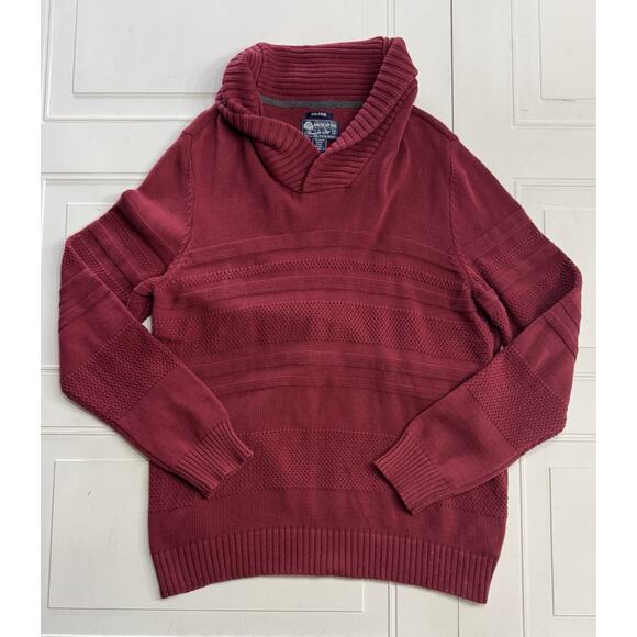 American Rag CIE Men's Multi-Texture Shawl-Collar Sweater Dark Scarlet Red XXL